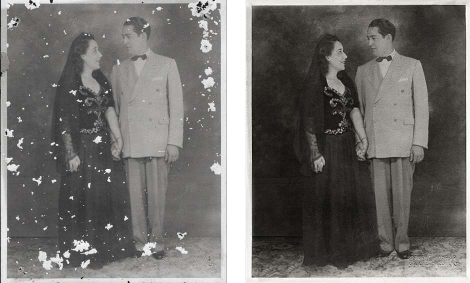 Fotografía antes y después de la restauración digital